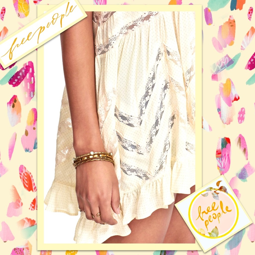 Free People Voile and Lace Trapeze Slip Dress in Tea Combo (Cream) - Picture 11 of 12